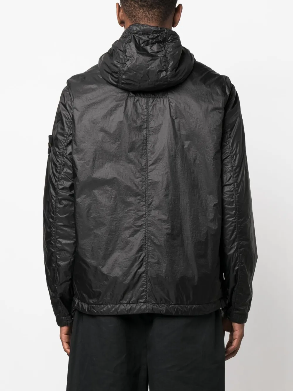Stone Island Logo-patch Hooded Jacket In Schwarz