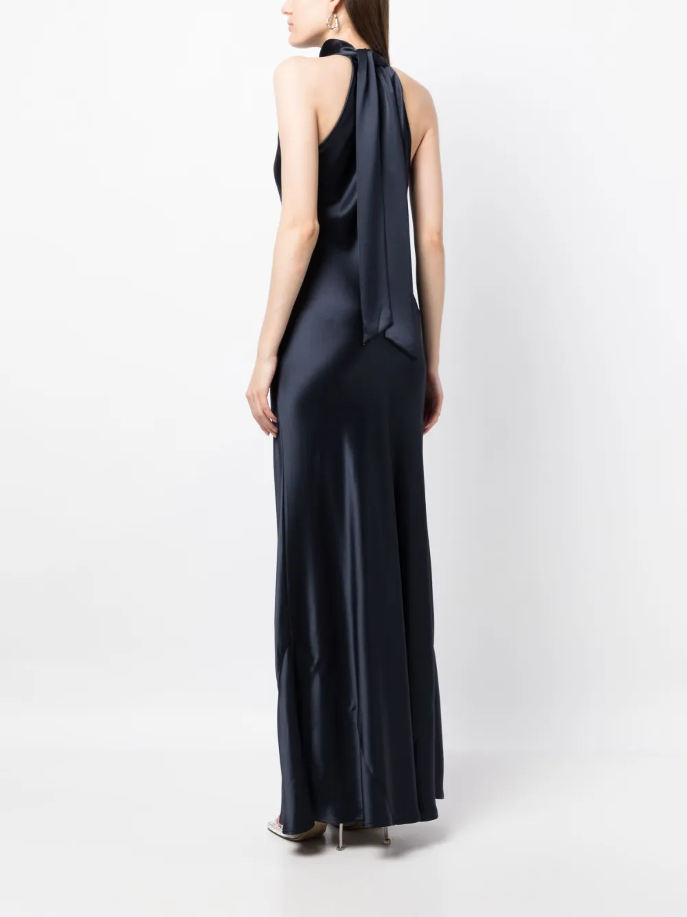 Shop Galvan Sienna Halterneck Maxi Dress In Blue