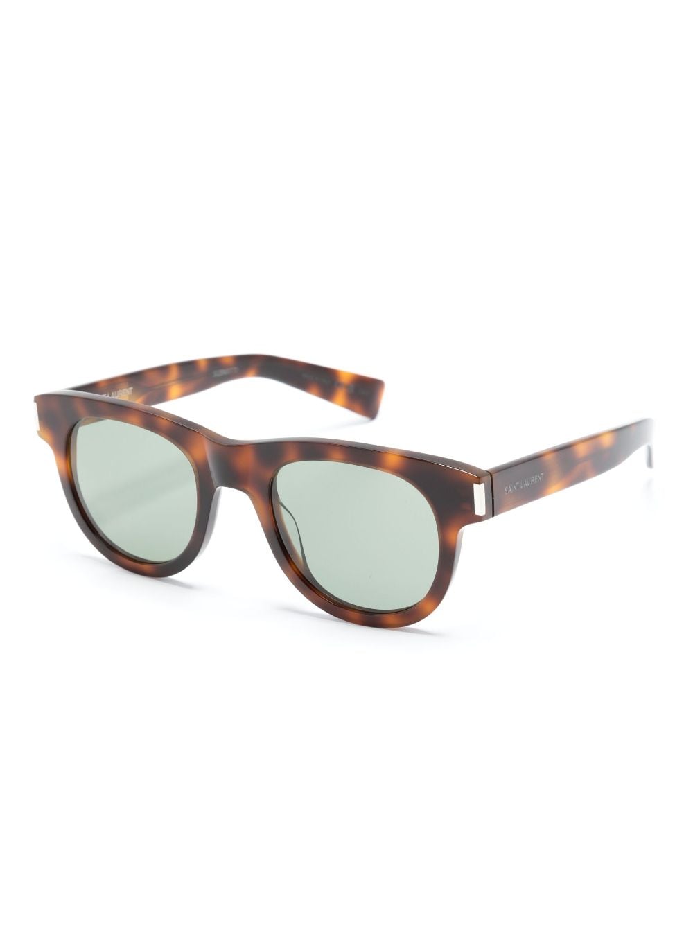 Shop Saint Laurent Sl 571 Round-frame Sunglasses In Brown