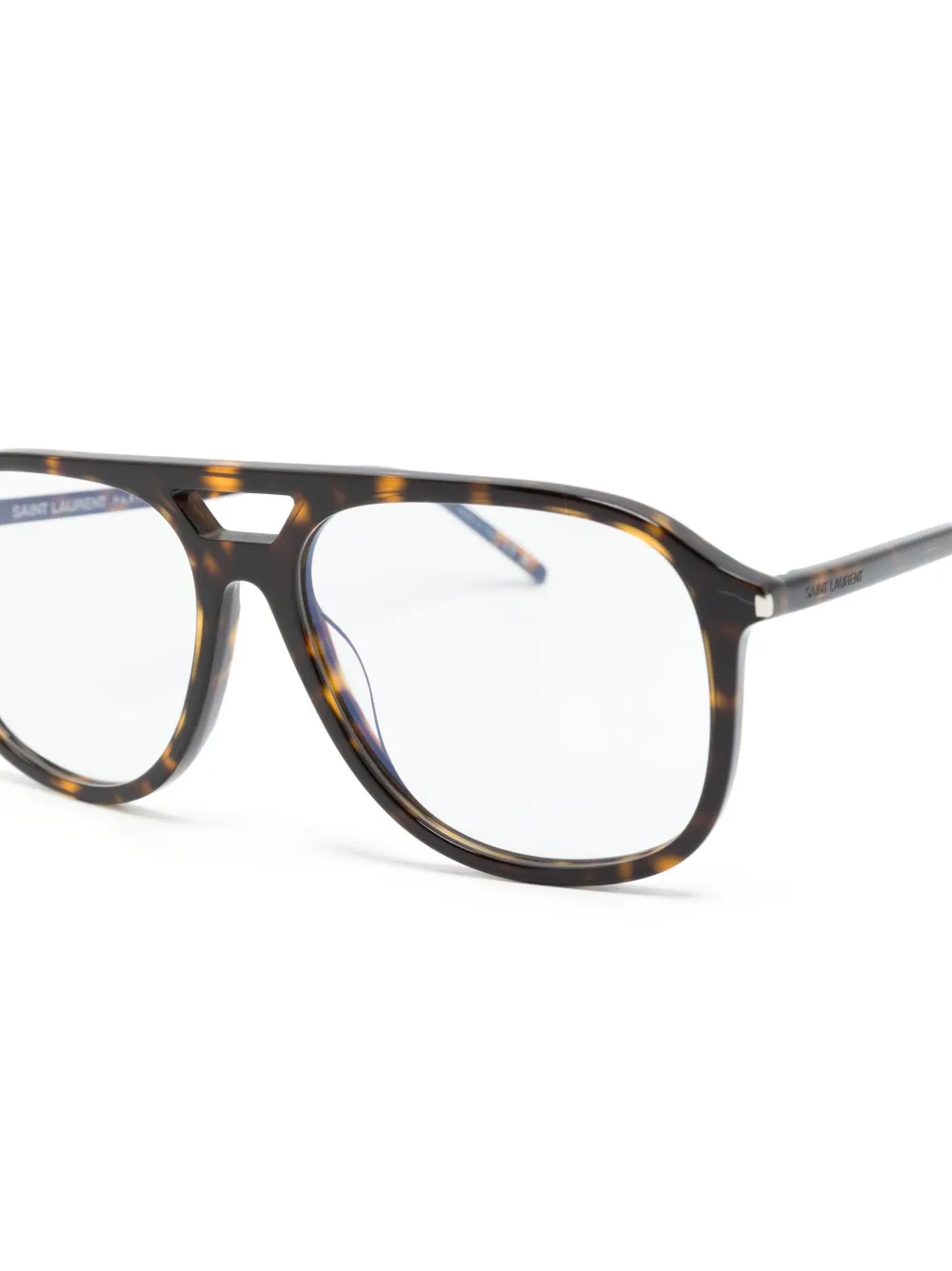 Saint Laurent Tortoiseshell Pilot-frame Glasses In Brown
