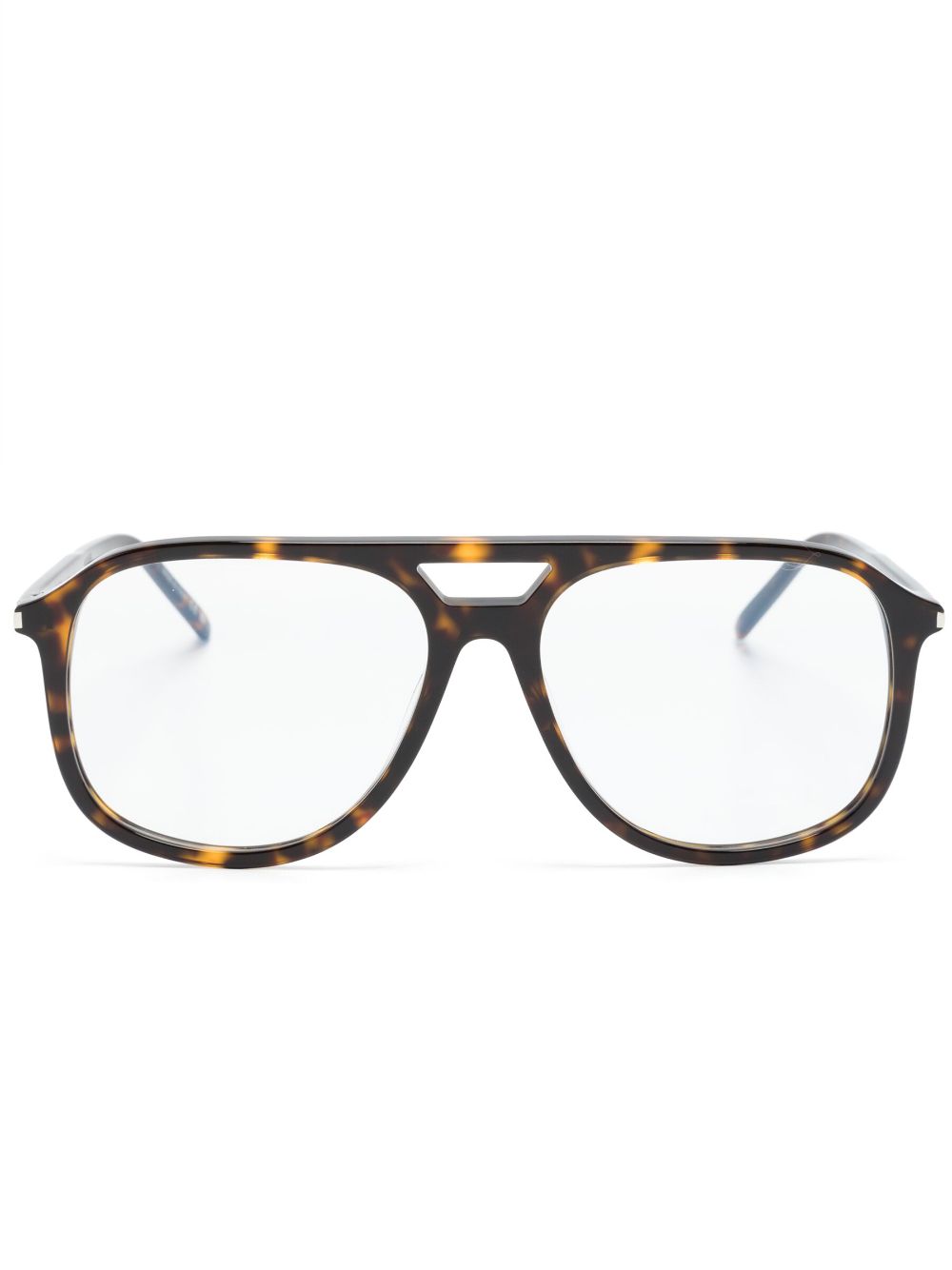 Saint Laurent Tortoiseshell Pilot-frame Glasses In Brown
