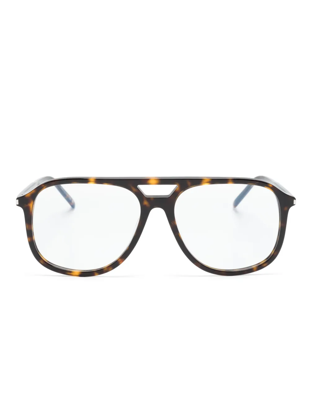 Saint Laurent Eyewear tortoiseshell-effect pilot-frame glasses | Brown | Image 1