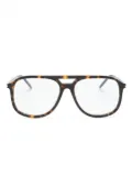 Saint Laurent Eyewear tortoiseshell-effect pilot-frame glasses - Brown