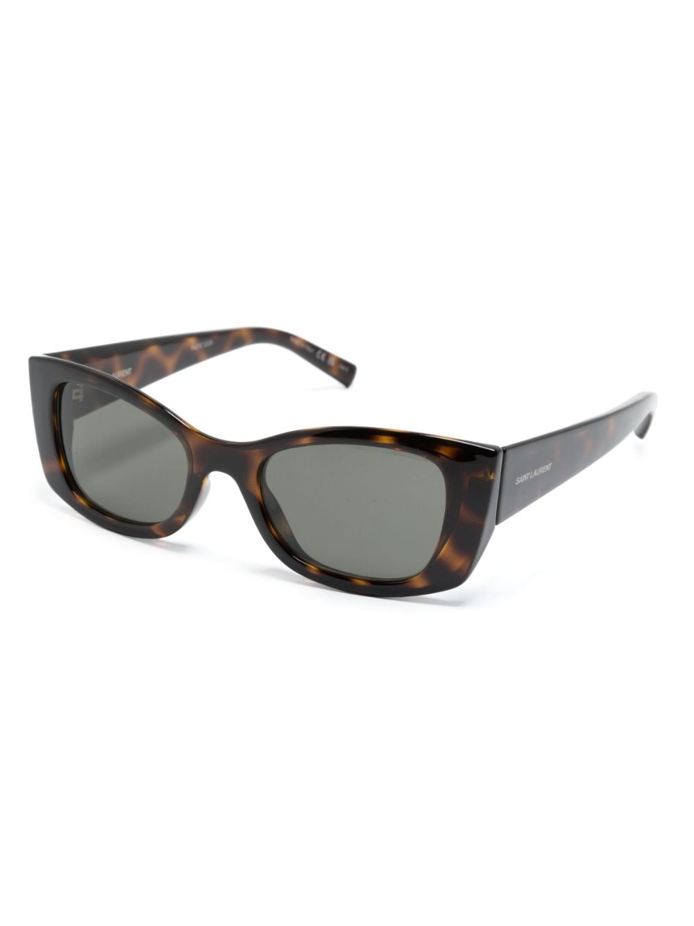 Shop Saint Laurent Logo-engraved Cat-eye-frame Sunglasses In Brown