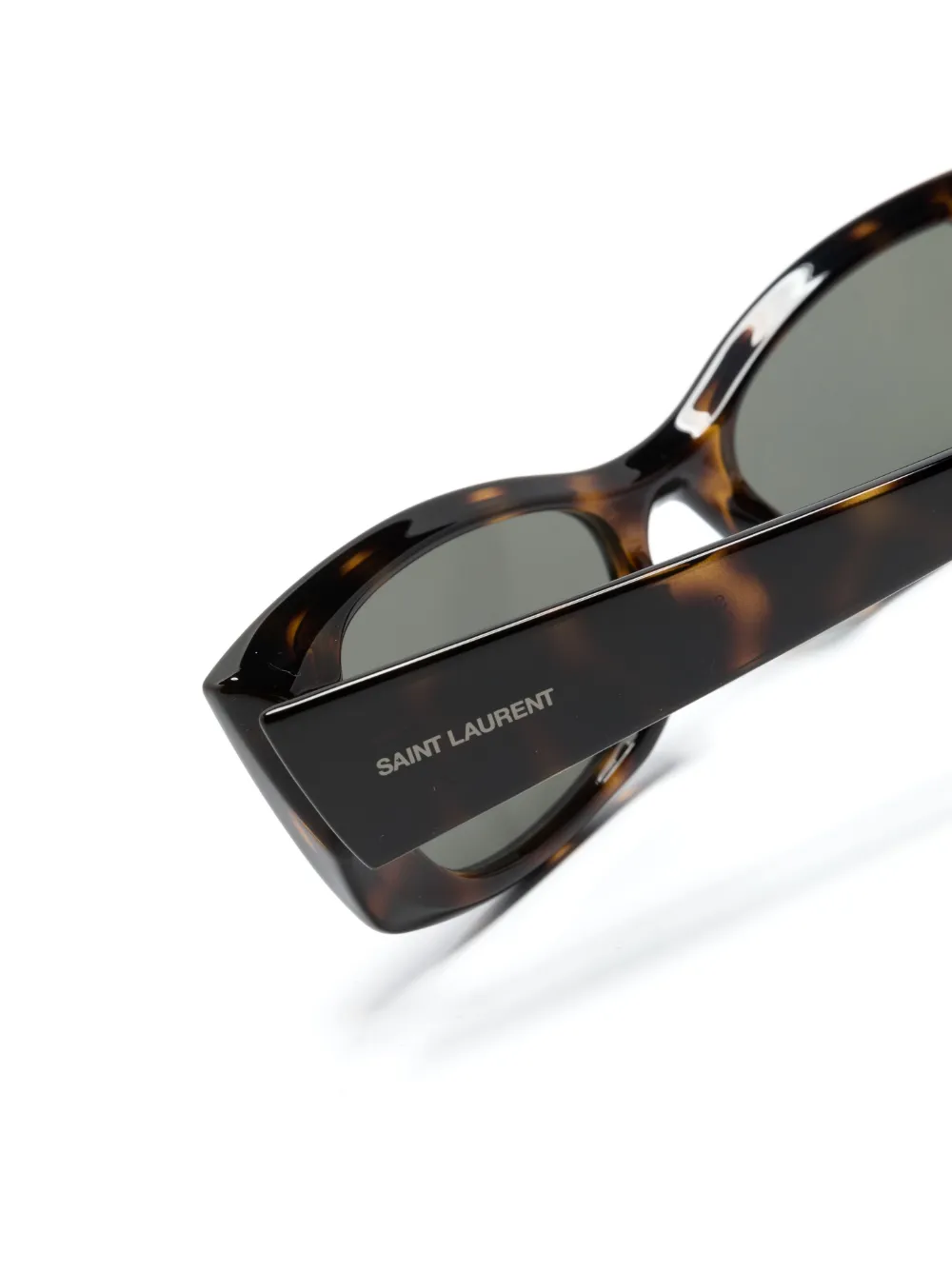 Shop Saint Laurent Logo-engraved Cat-eye-frame Sunglasses In Brown