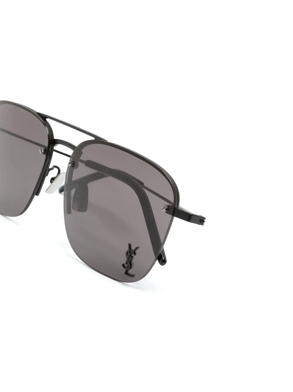 Saint Laurent Logo-plaque Square-frame Sunglasses In Black