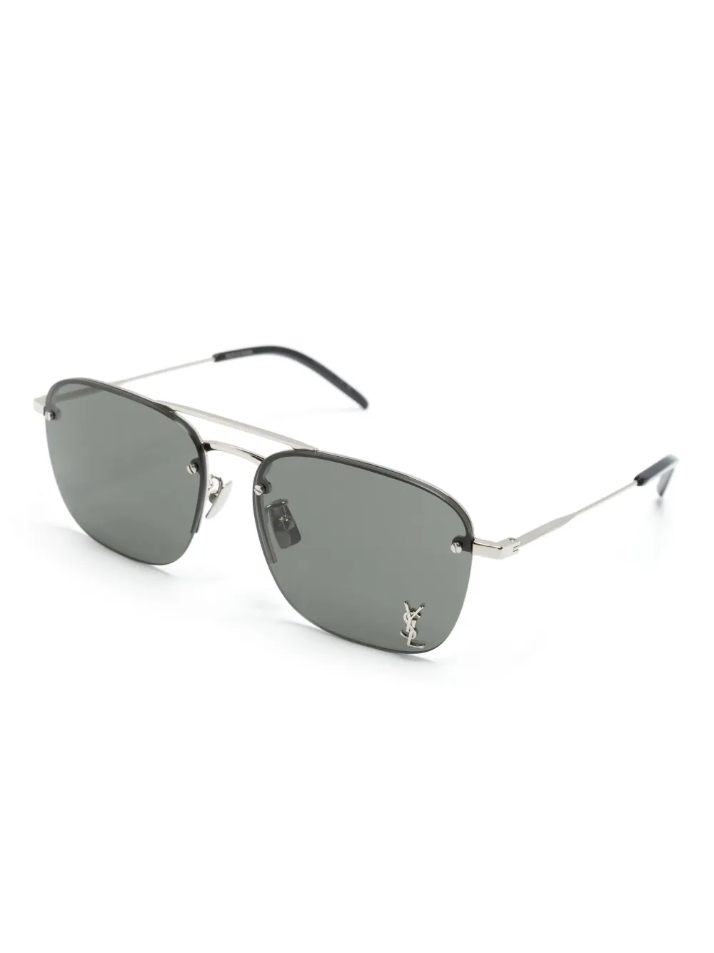 Saint Laurent Logo-plaque Square-frame Sunglasses In Black