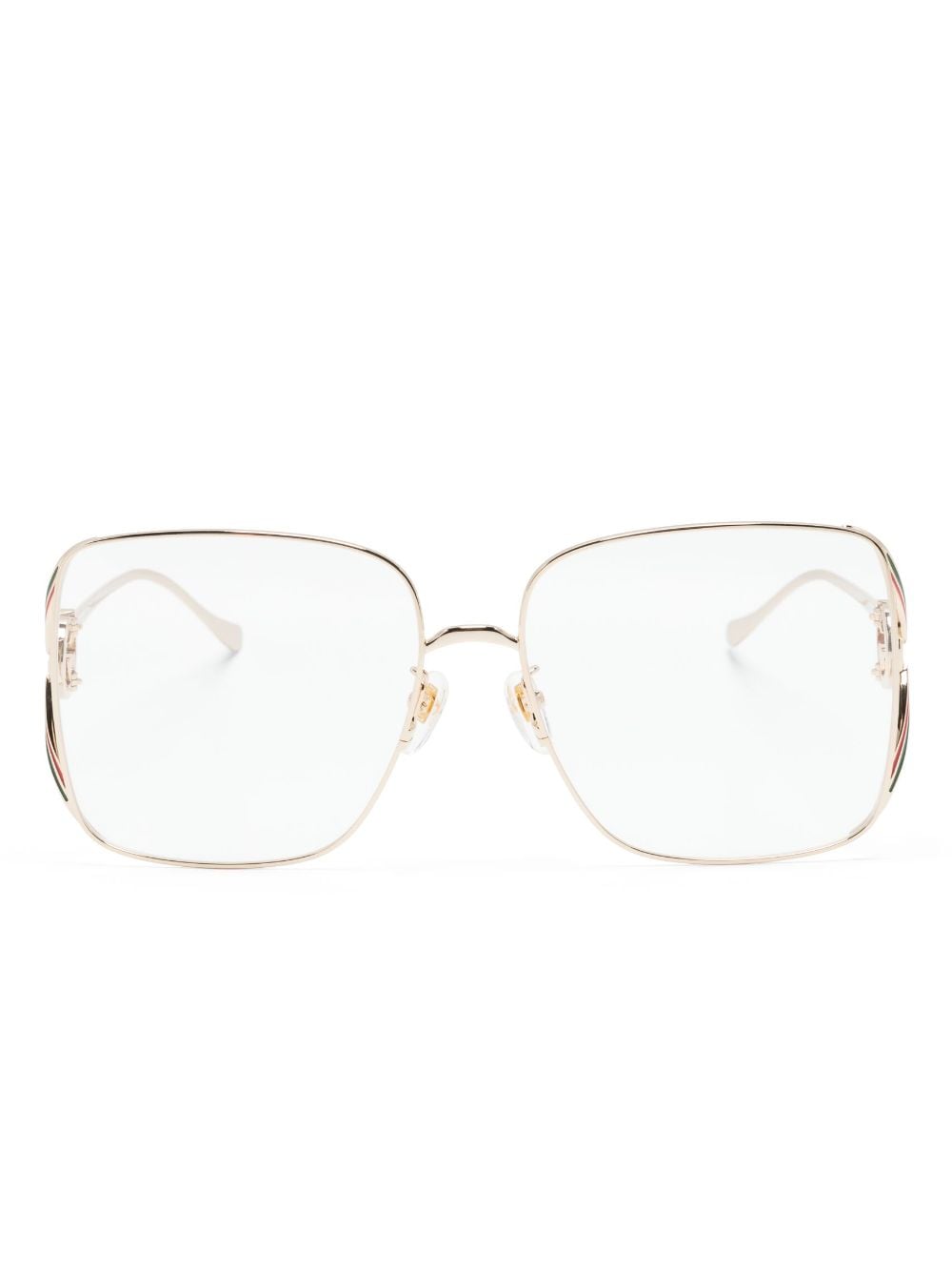 Gucci Sculpted-arm Square-frame Glasses In Gold
