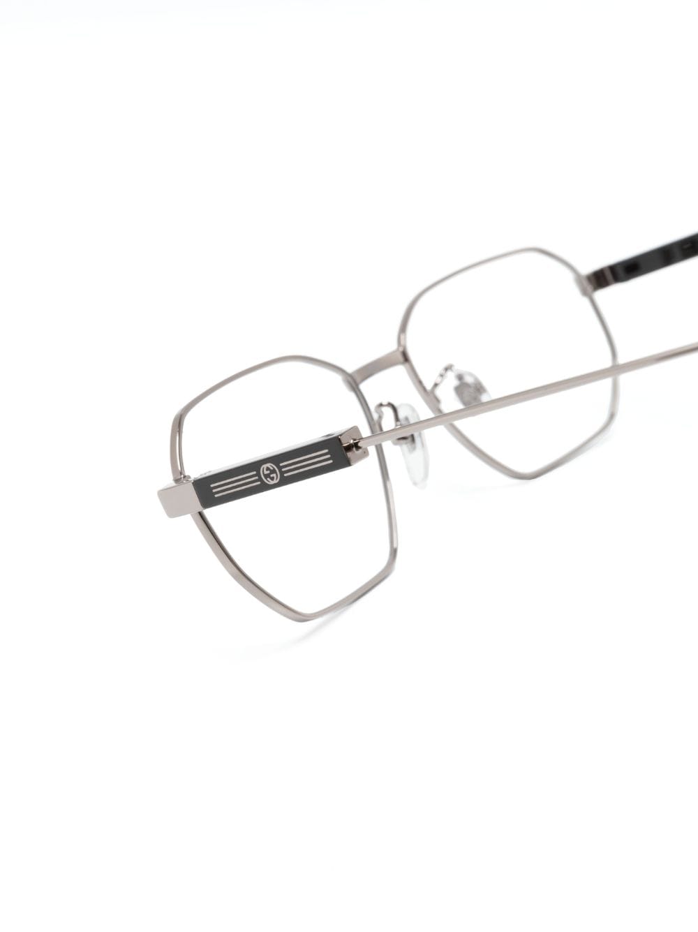 Shop Gucci Geometric-frame Glasses In Silver
