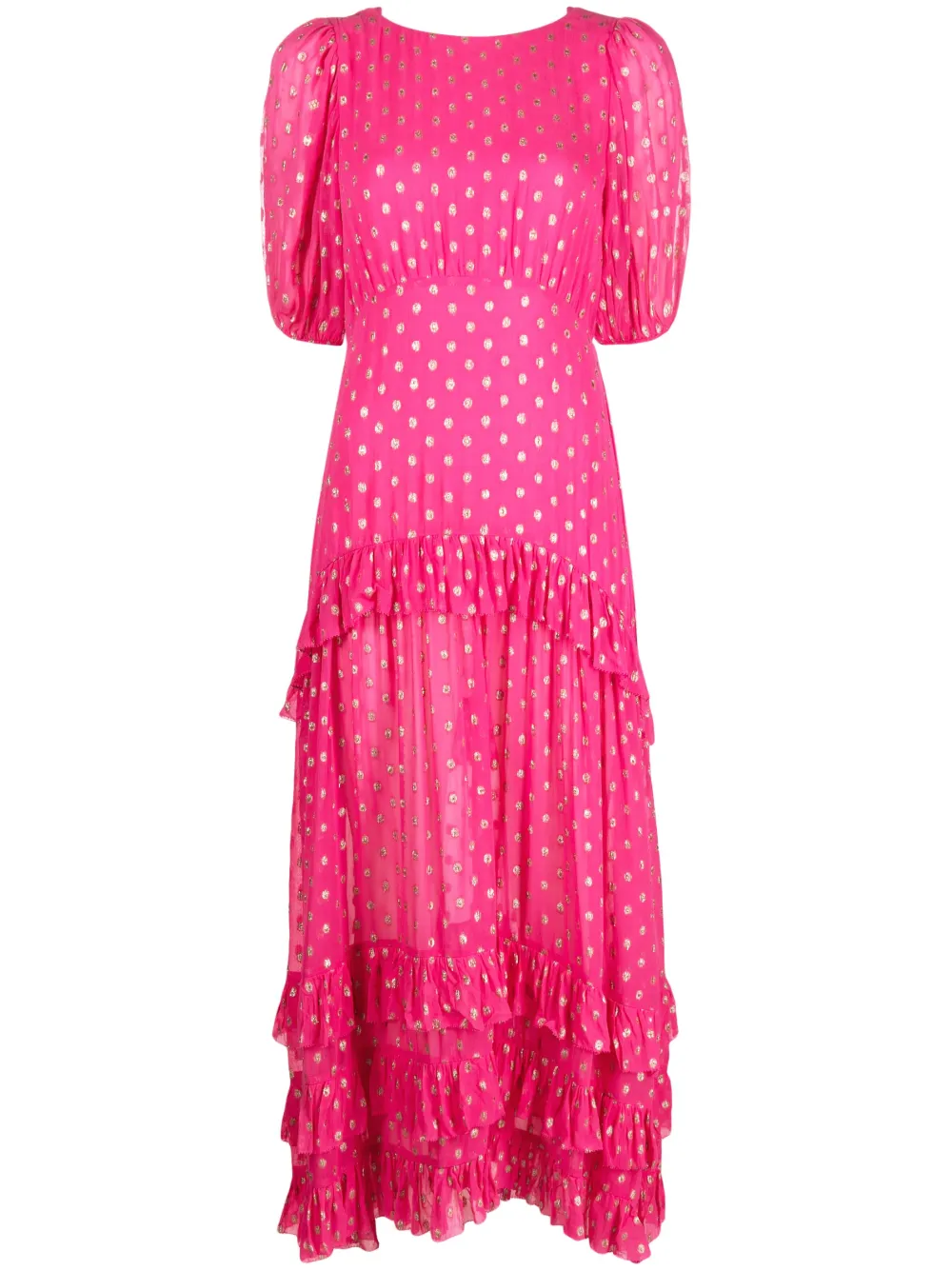 RIXO LONDON POLKA DOT PRINT MAXI DRESS