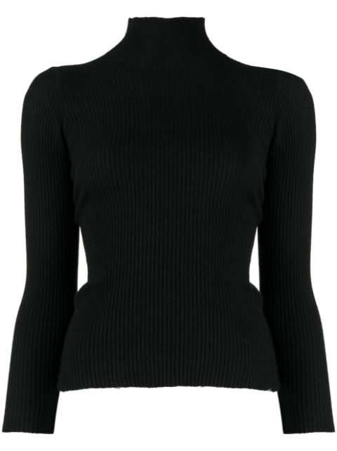 Affordable HOT SALE CHANEL 1999 stand-up collar cashmere top Women