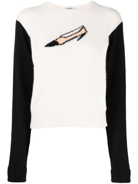 HOT SALE CHANEL 1995 shoe-motif cashmere jumper Women