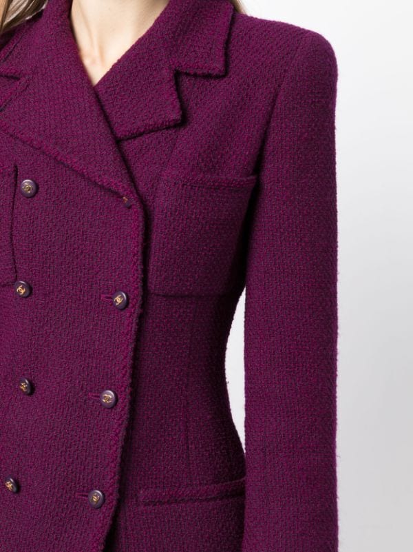Chanel Pre-owned 1995 Double-Breasted Tweed Jacket - Purple