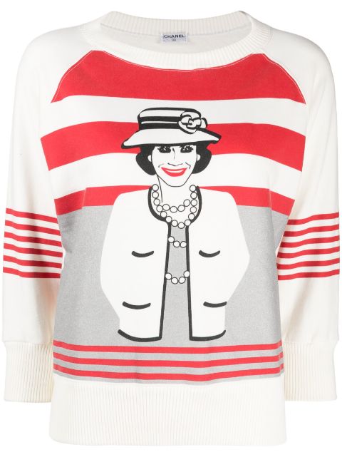 Cheap HOT SALE CHANEL 2001 Mademoiselle-print sweatshirt Women