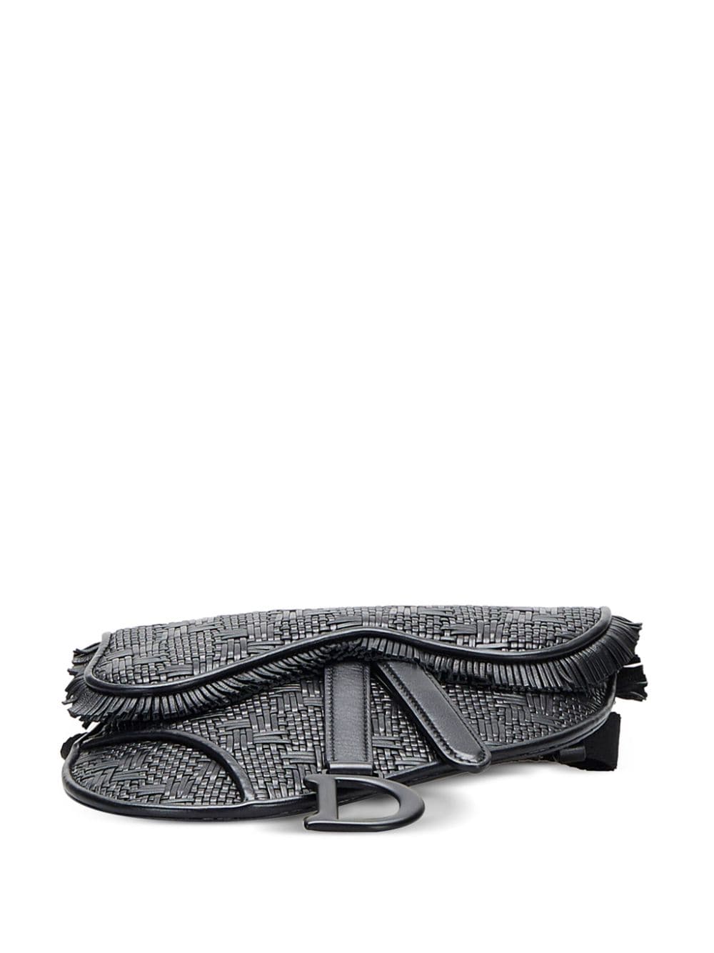 Pre-owned Dior  Ultra Matte Woven Saddle Belt Bag In Black