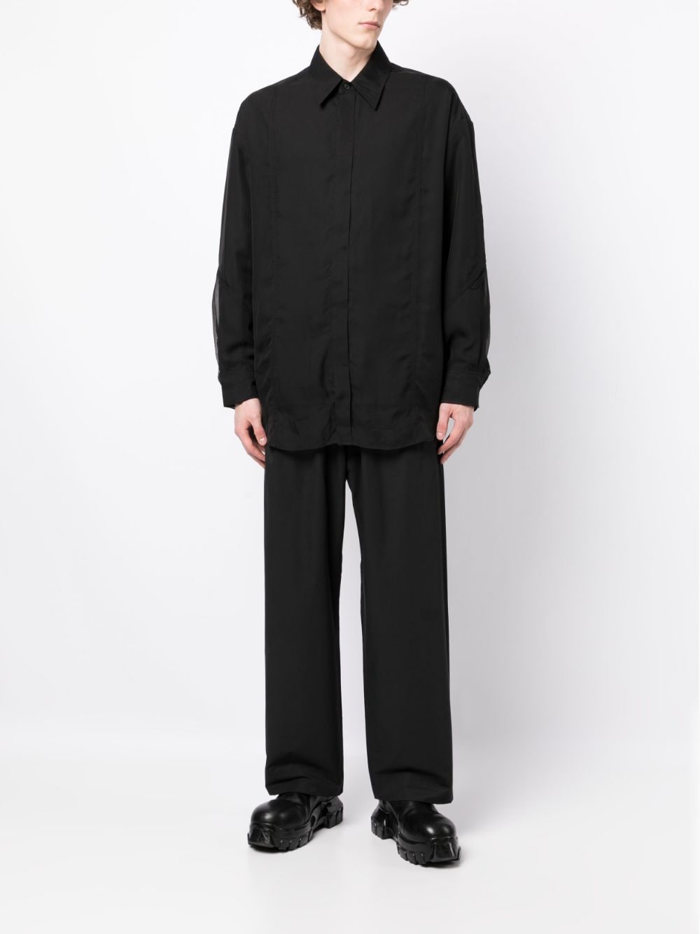 Shop Songzio Ghost Semi-sheer Panelled Shirt In Black