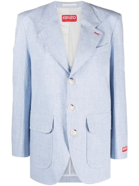 Kenzo logo-patch buttoned linen blazer Women