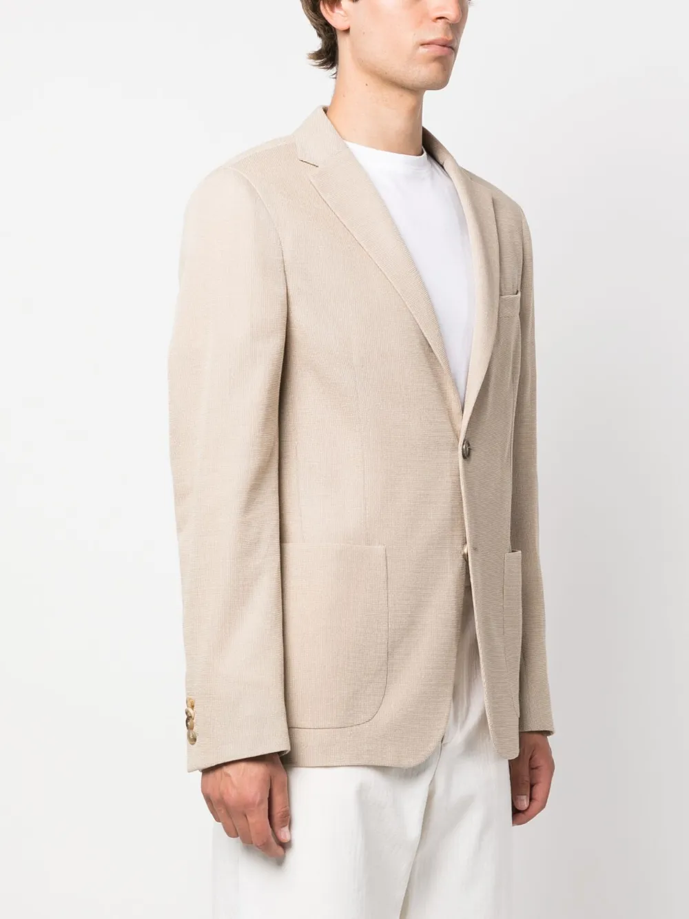 Zegna Single-breasted Cotton Jacket In Neutrals