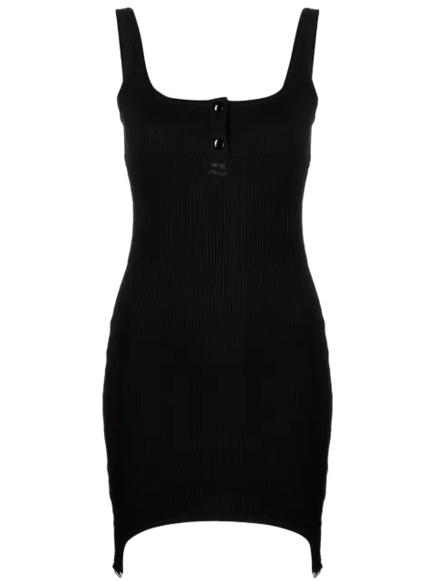 Courrèges button-placket ribbed minidress