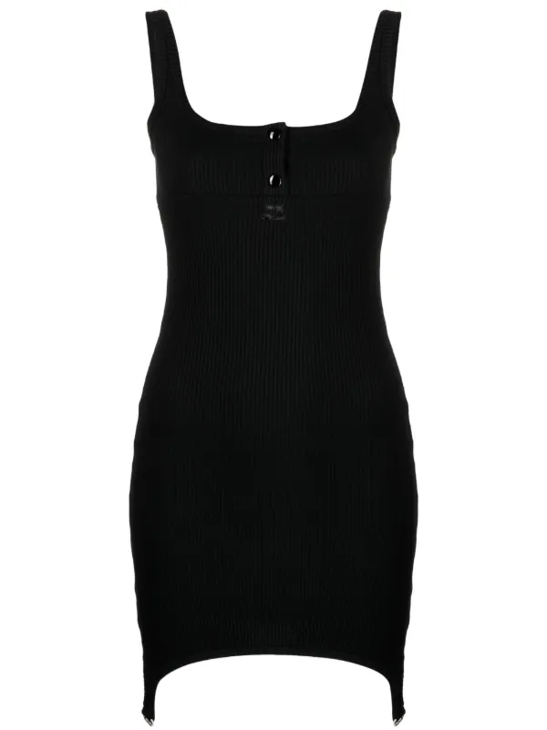 Courrèges Vestido Corto De Canalé Con Botones Negro FARFETCH MX
