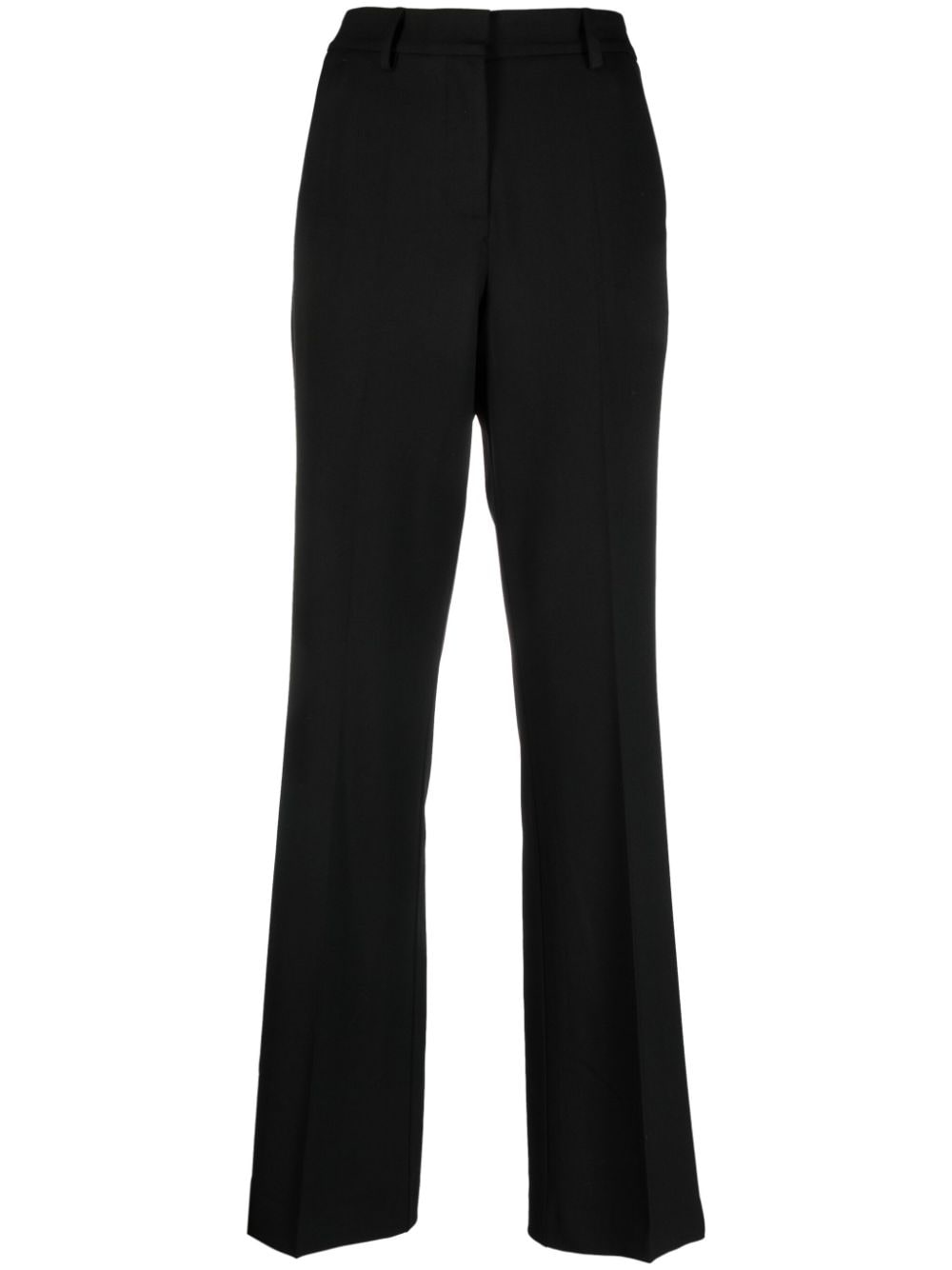 P.a.r.o.s.h Side-stripe Virgin-wool Blend Flared Trousers In Black