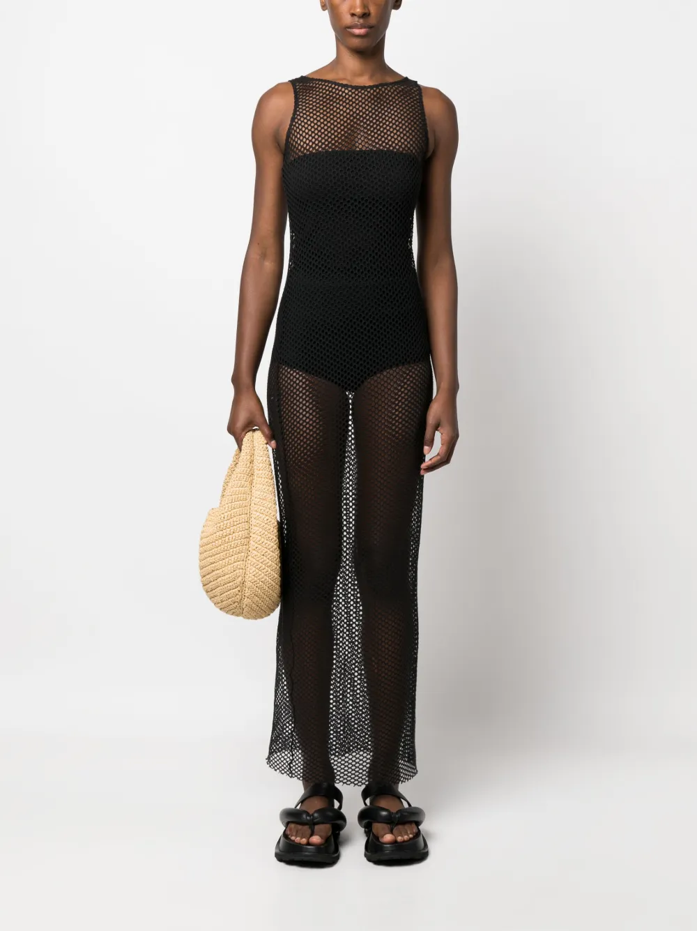 Federica Tosi open-knit sleeveless dress - Zwart
