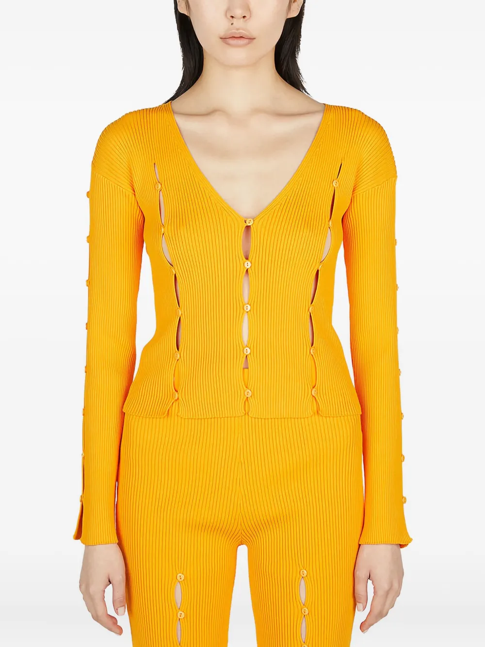 Ester Manas Ribbed-knit Cardigan In Orange