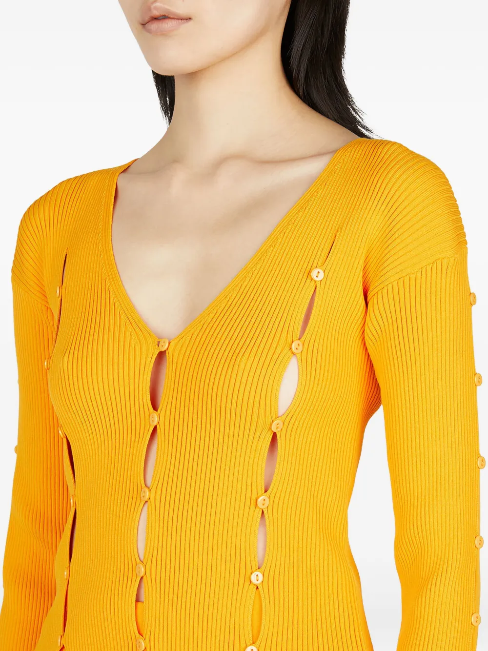 Ester Manas Ribbed-knit Cardigan In Orange