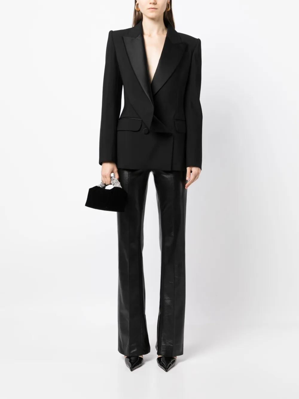 Shop Alexander Mcqueen Double-breasted Structured Blazer In Black