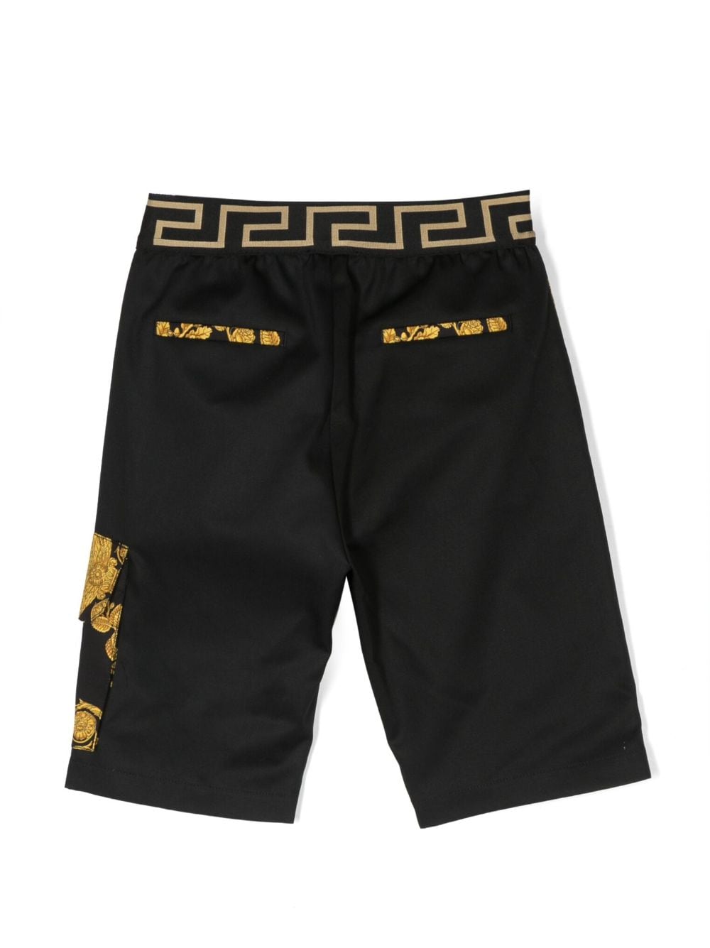 Versace Kids baroque-print cotton shorts - Zwart