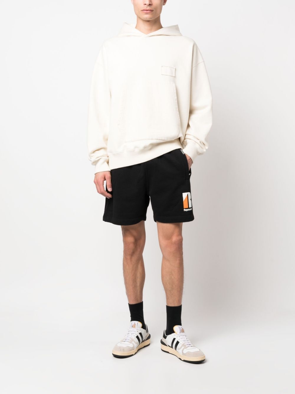 Represent logo-print cotton shorts - Zwart