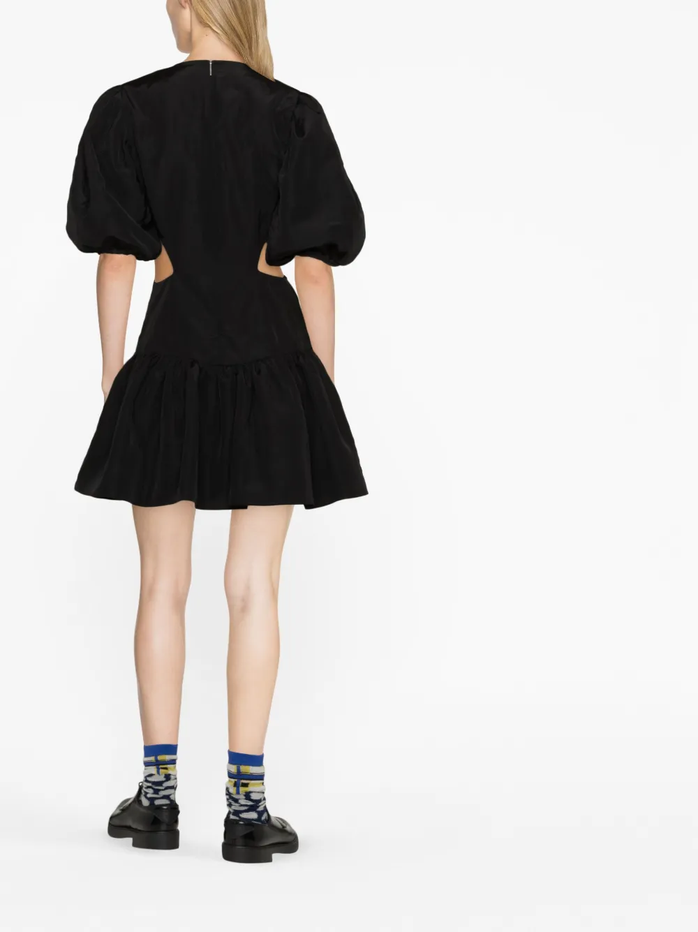 Msgm Cut-out Flared Minidress In Black