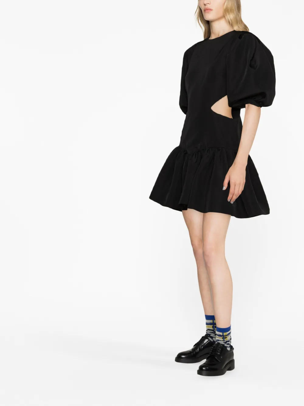 Msgm Cut-out Flared Minidress In Black