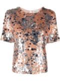 P.A.R.O.S.H. sequin-embellished short-sleeve blouse - Orange