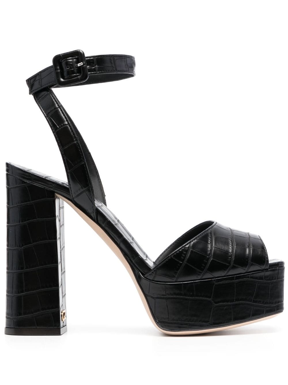 Giuseppe Zanotti 125mm Crocodile-embossed Platform-sole Sandals In Black