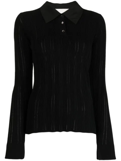 3.1 Phillip Lim Variegated ribbed-knit polo top