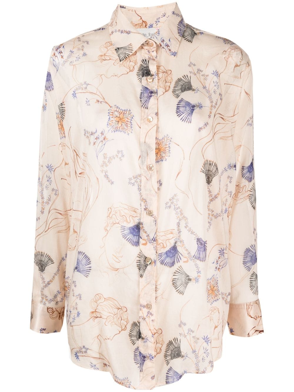 Forte Forte graphic-print long-sleeved shirt - Neutrals