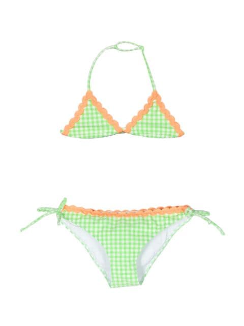 Holly vichy contrast-trim bikini