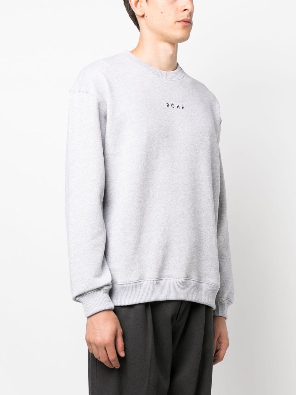 Shop Rohe Logo-print Long-sleeve Sweatshirt In Grey