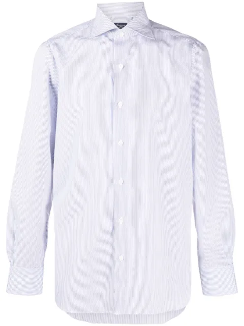 Finamore 1925 Napoli striped spread-collar cotton shirt