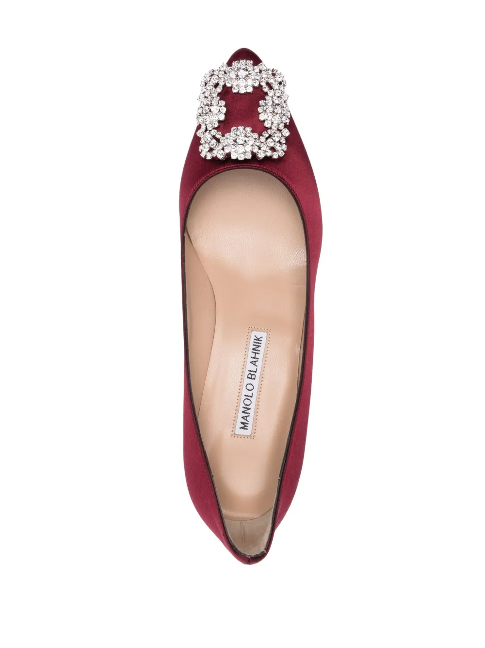 Manolo Blahnik Hangisi Crystal-buckle Pumps In Red