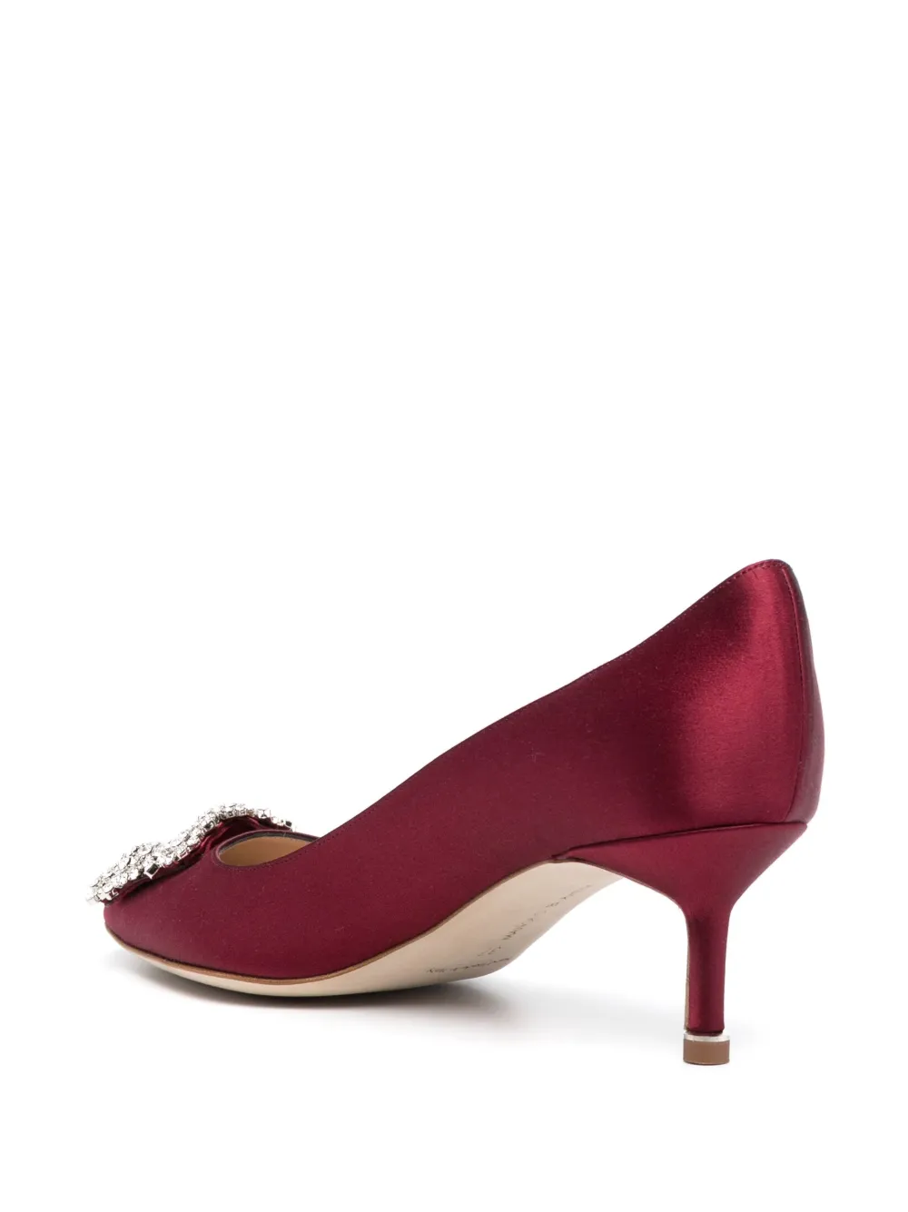 Manolo Blahnik Hangisi Crystal-buckle Pumps In Red