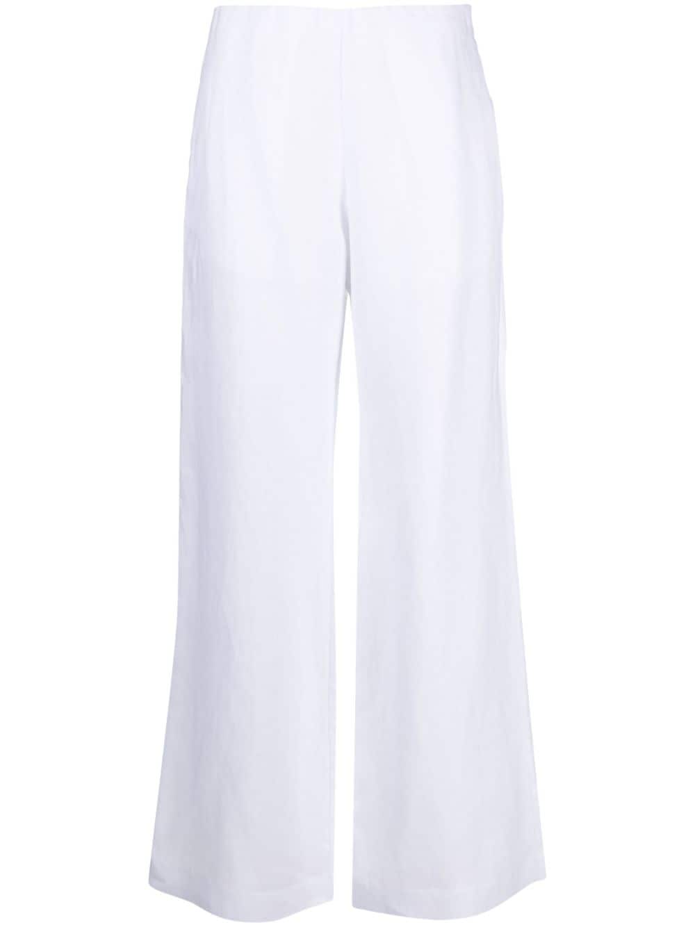 Off White Linen Look Wide Leg Trousers  New Look