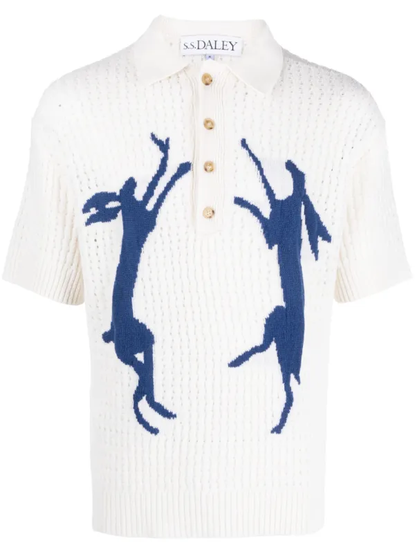 S.S.DALEY intarsia-knit Merino Polo Shirt - Farfetch