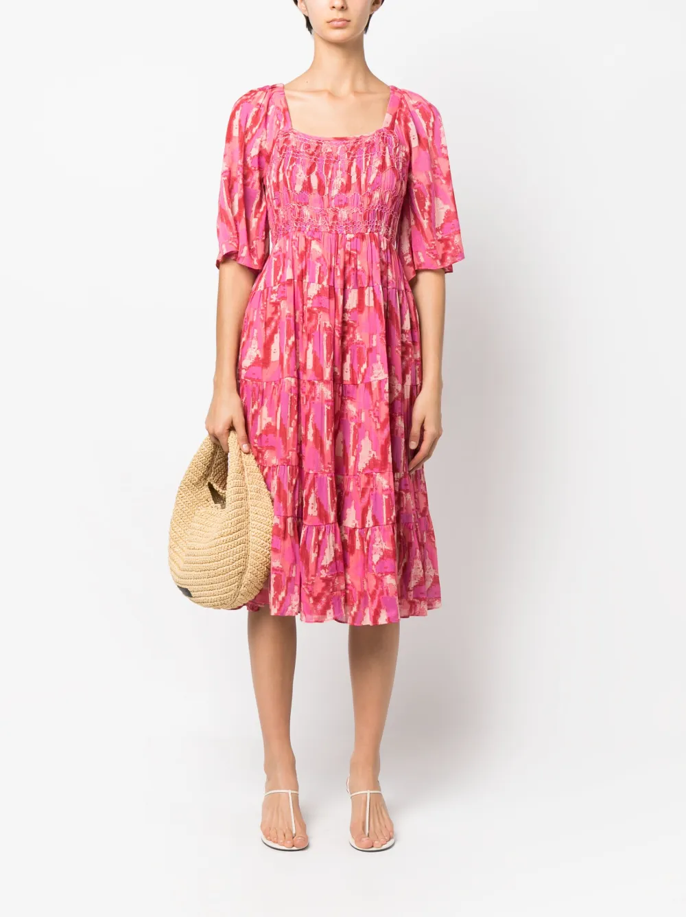 Ba&Sh Midi-jurk met abstracte print - Roze
