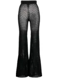 Laneus semi-sheer open-knit trousers - Black