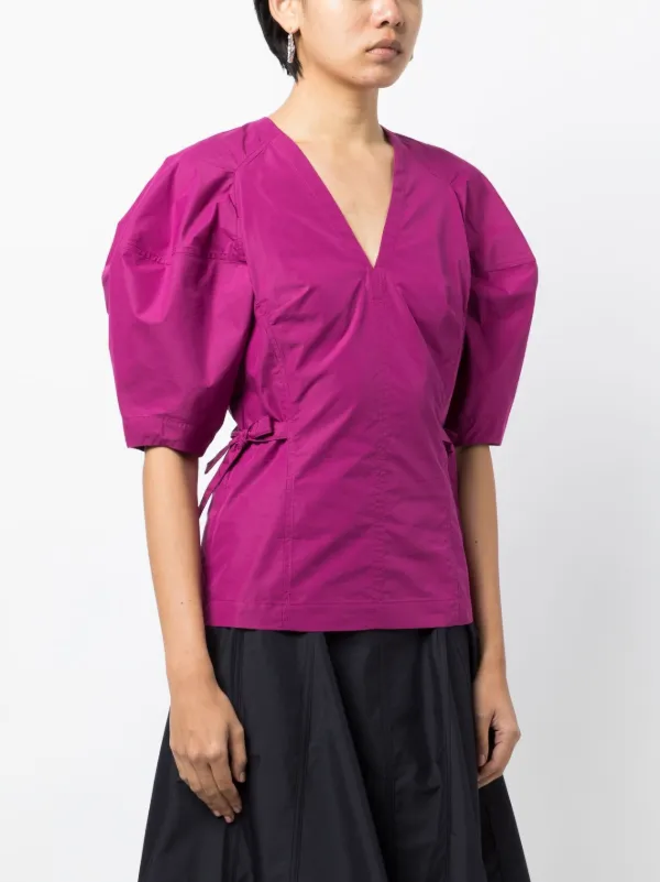 3.1 Phillip Lim ショートスリーブ Vネックトップ | パープル