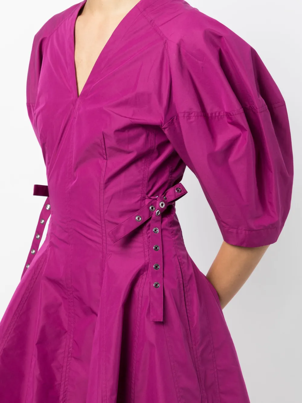 3.1 Phillip Lim Puff Sleeve V-neck Mini Dress In Purple