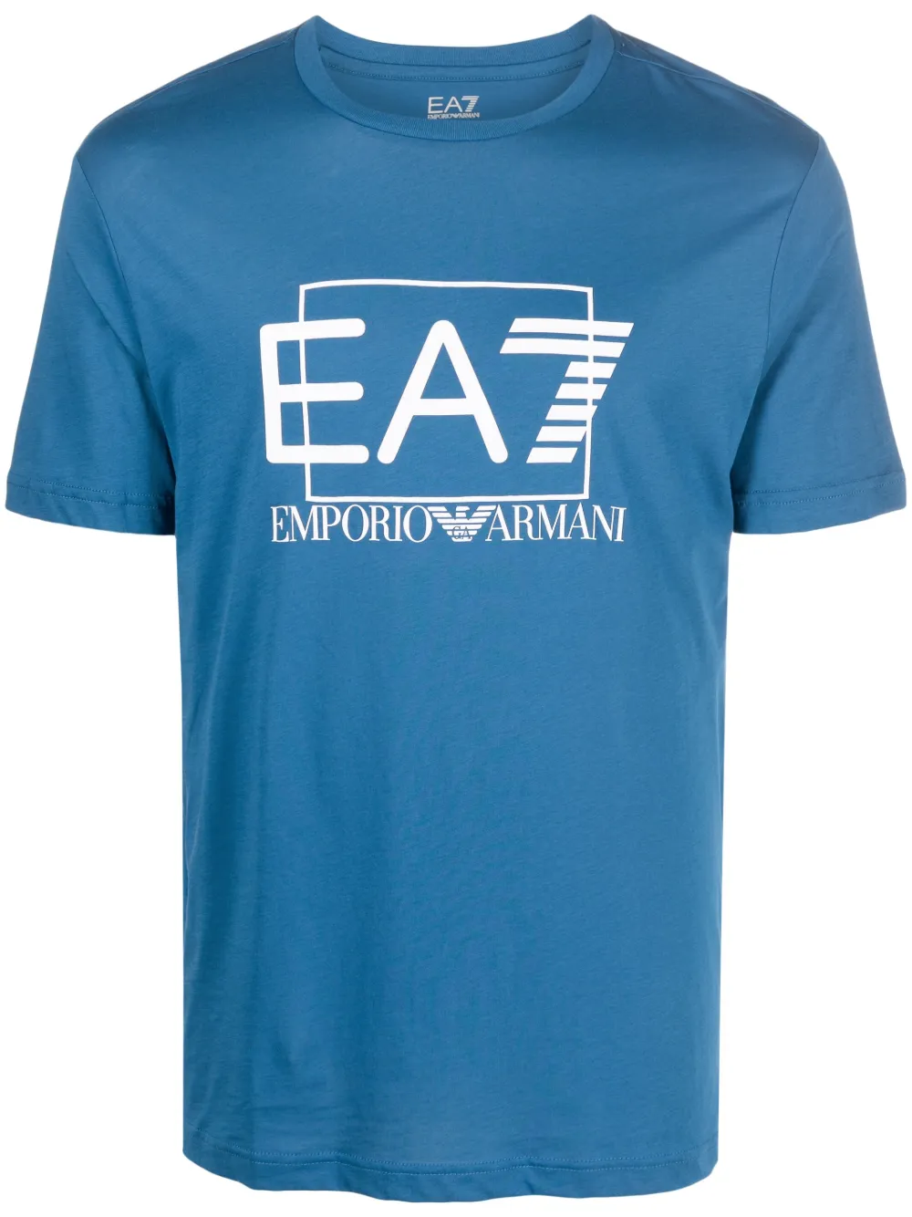 Ea7 Logo-print Cotton T-shirt In Blue
