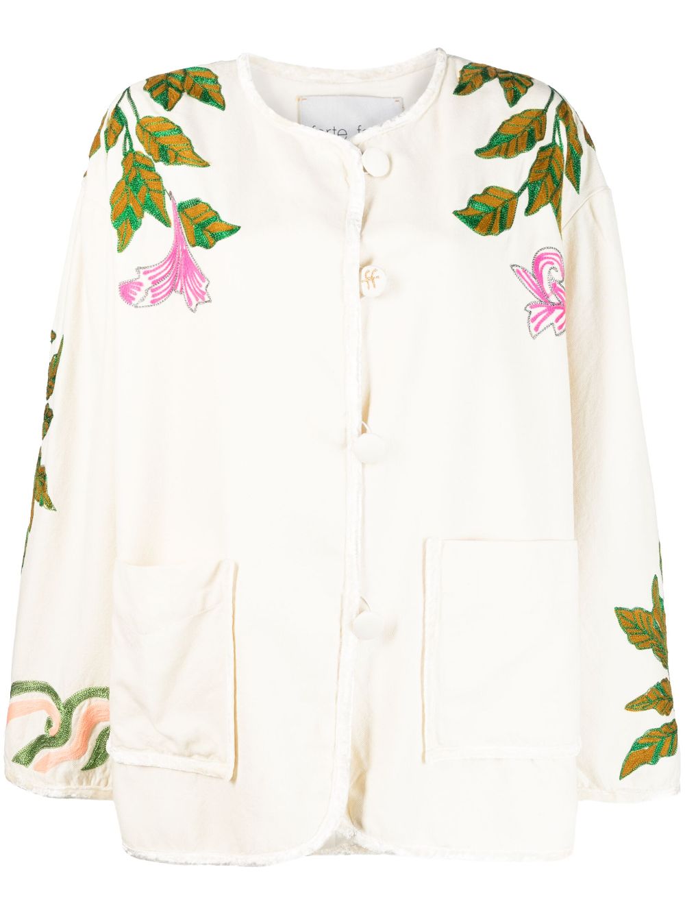 floral-embroidered virgin-wool jacket